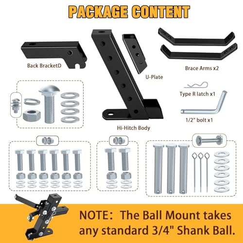 Eapele Adjustable Trailer Hitch for Lawn Mower and Garden Tractor, Compatible with John Deere Ariens Cub Cadet Poulan Pro Husky Husqvarna Craftsman Riding Mower