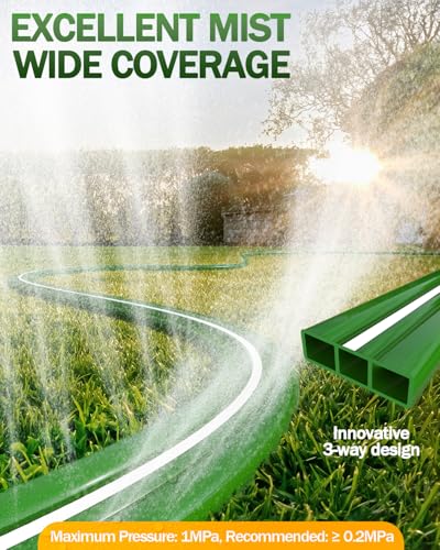 75FT Three-Tube Flat Sprinkler Hose with Holes with U-Shaped Stakes - size: 75FT