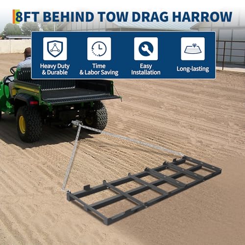 IDEALHOUSE 48 in Tow-Behind Driveway Drag Harrow, 4-Level Width, 8 ft Strap