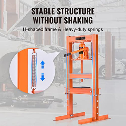 VEVOR Hydraulic 6 Ton H-Frame Garage Floor Adjustable Shop Press