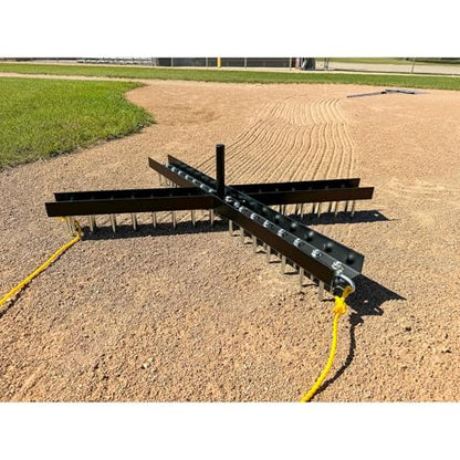 Yard Tuff Cross Drag Leveling Equipment w/ 60 Steel Spikes, Heavy-Duty Steel Frame, Black – ATV/UTV Tow or Hand-Pulled Leveler with Weight Post for Field, Driveway, Baseball Infield and Lawn