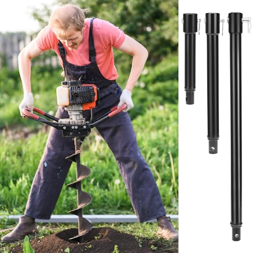 QWORK 3-Piece Auger Extension Drill Bit Set (8", 12", 20") – Fits 3/4" Shaft, Heavy Duty Post Hole Digger Replacement for Earth Ice Deep Drilling