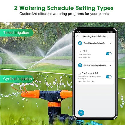 WiFi Hose Timer with Brass Inlet, 2-Zone Sprinkler Timer for Irrigation - color: Black, size: 2 Outlets - T