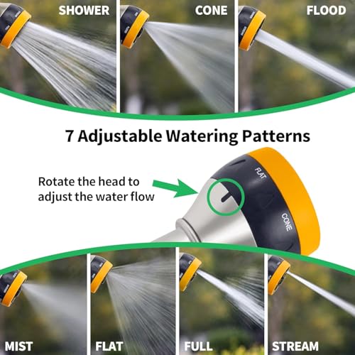 AUTOMAN Garden Nozzle Sprayer, 2 Pack High Pressure Spray Nozzle, 100% Metal Water Hose Nozzle, 7 Patterns Watering Nozzle, Heavy Duty Sprayer Garden Nozzle for Watering Plants & Lawns, Washing Cars - color: Metal