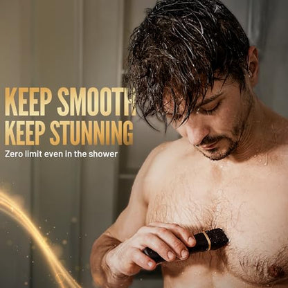 Risina Body Trimmer for Men, 2-in-1 Groin & Body Hair Trimmer, IPX7 Waterproof Electric Razor, Ball & Pubic Hair Trimmer for Private Areas, Ceramic Blade Body Shaver, Rechargeable Grooming Kit - color: Black