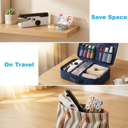 Handheld Sewing Machine, Heavy Duty Mini Sewing Machine 2-Speed 2 Power Modes Quick Sewing Kit Hand Sewing Machines Stitching for Beginners Adult, Portable Sewing Machine Suitable for DIY/Home/Travel