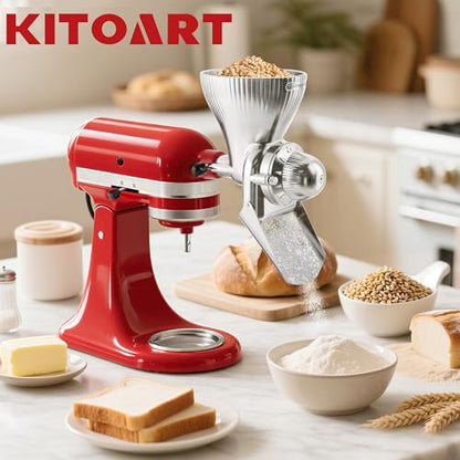 KITOART All Metal Grain Mill Attachment for Kitchenaid Stand Mixers - color: New Upgrades
