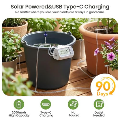 Auto Irrigation System, Battery Power Drip Watering System with Programmable Timer & Anti-Siphon Valve for 15 Indoor Outdoor Potted Plants - color: Battery Power