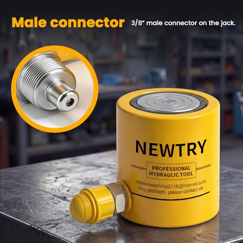 NEWTRY 30T Short Hydraulic Ram Jack, 2" Stroke Porta Power Ram Auto Retract - size: 30T