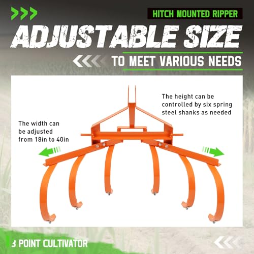3 Point Cultivator for Category 1 Tractors 25-35 HP with 6 Spring Shanks