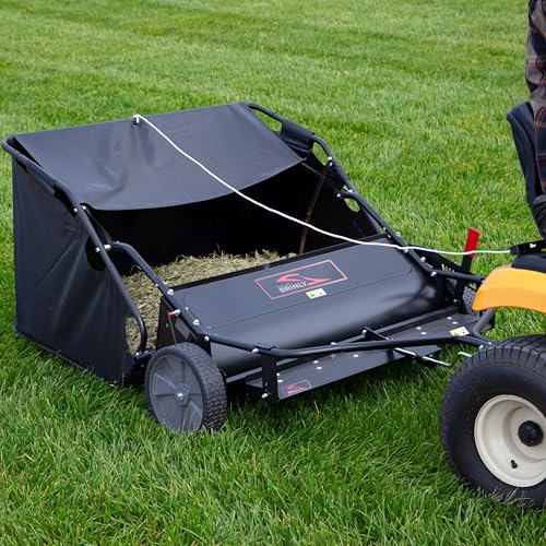 Brinly 42" Tow-Behind Combo Lawn Sweeper with Dethatcher and Hamper Windscreen - size: 42"