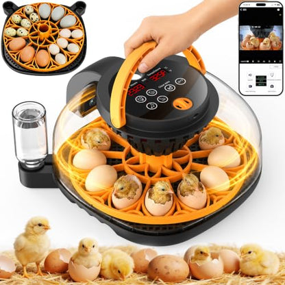 12-Egg Incubator for Hatching Chicken Eggs with WiFi Camera and Auto Turner