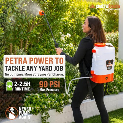 PetraTools 3 Gallon Battery Powered Backpack Sprayer - 2.5 Hour Runtime - size: HD3000 (6 Nozzles)