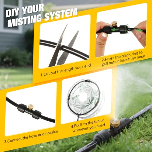 50FT Misters for Outside Patio, Garden Misting System for Cooling Outdoor - size: 50FT