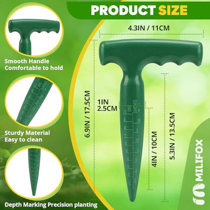 Seed Planter Tool, T-Handle Seed Dibber, Green, 1 Pack - color: Green, 1-Pack