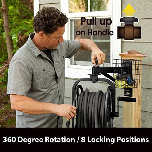 Liberty Garden 712-B Single Arm Navigator Multi-Directional Garden Hose Reel, Holds 125-Feet of, 5/8-Inch, Black - style: Single Arm, Black
