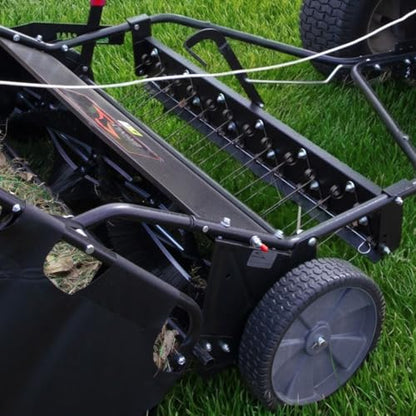 Brinly 42" Tow-Behind Combo Lawn Sweeper with Dethatcher and Hamper Windscreen - size: 42"