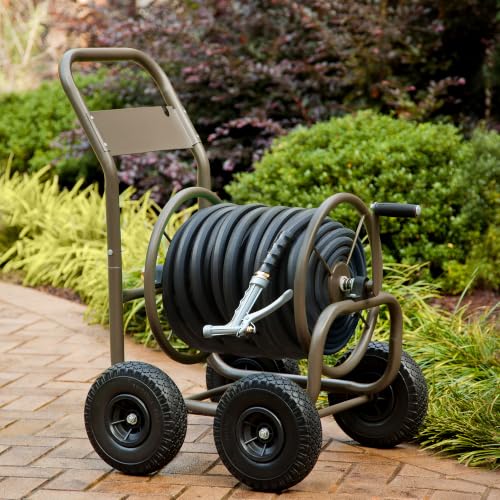 Liberty Garden Model 840, 250' Four Wheel Industrial Hose Cart with Solid Tires, Bronze