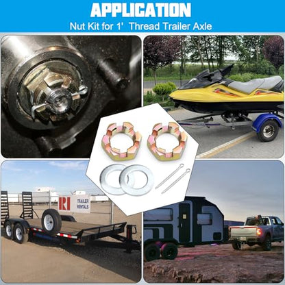 1"Trailer Spindle Castle Nut Kits for 1" Spindle Trailer Axle. - color: 2 Sets 1'' Trailer Axle Nut Kit