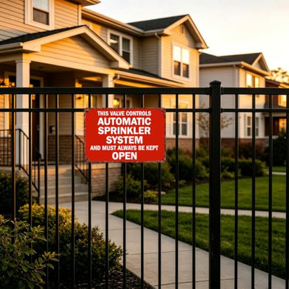 Aluminum Metal Sign This Valve Controls Automatic Sprinkler System 8x12in