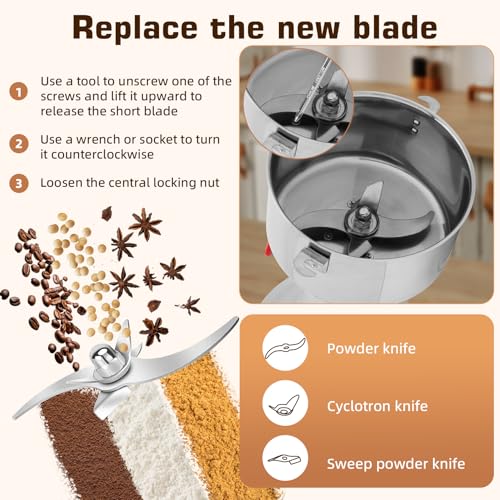 2000W Electric Grain Mill Grinder, 750g Flour Mill Grinder for Home - size: 750g