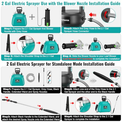2-in-1 Battery Powered Sprayer Compatible for EGO Leaf Blower 530 575 580 - color: Green
