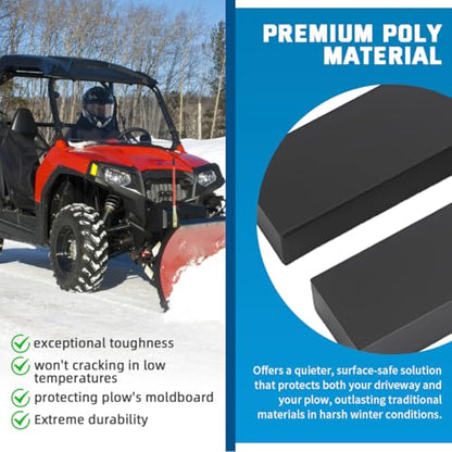 42" Poly Snow Plow Cutting Edge 1/2" Thicker with Mounting Hardware - size: 42 Inch