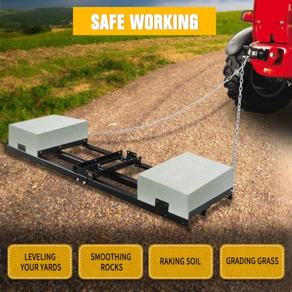 6FT Drag Harrow Driveway Grader Heavy Duty Power Rake - size: 6FT