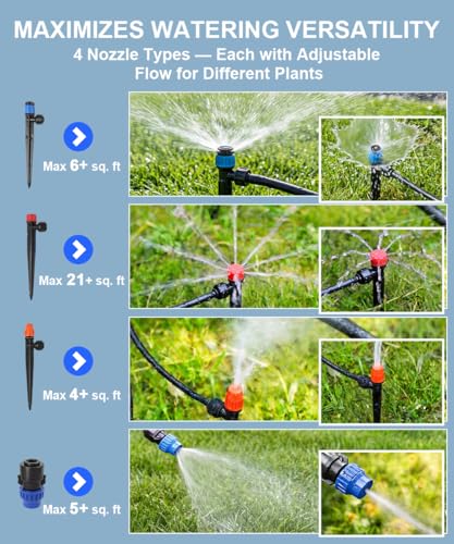 40FT Main tube1/2 Drip Irrigation System Kit with 40 Adjustable Nozzles - size: Drip 40 Nozzles+237FT All Quick-connect