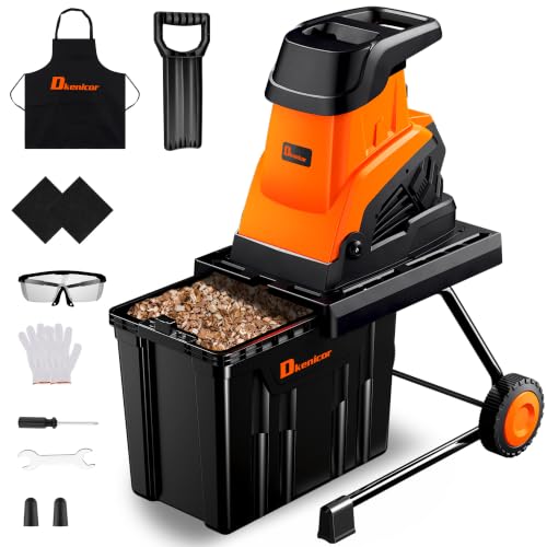 Wood Chipper Shredder, 1800W Cut Diameter of 1.77inch with 10 Gallon Collection Bin 15-Amp Electric Wood Chipper Shredder for Easy Cleanup Ideal for Branches, Leaves,Yard Waste, Amber - color: Amber