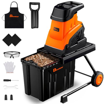 Wood Chipper Shredder, 1800W Cut Diameter of 1.77inch with 10 Gallon Collection Bin 15-Amp Electric Wood Chipper Shredder for Easy Cleanup Ideal for Branches, Leaves,Yard Waste, Amber - color: Amber