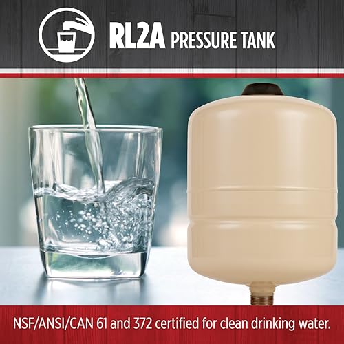 Red Lion RL2A,In-line Pre-Charged Well Pressure Tank, 2 gallon - style: 2 Gallon Inline