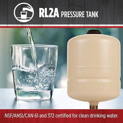 Red Lion RL2A,In-line Pre-Charged Well Pressure Tank, 2 gallon - style: 2 Gallon Inline