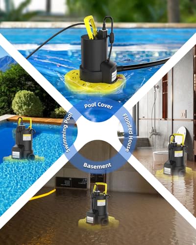 AgiiMan 1HP Automatic Pool Cover Pump, Submersible Sump Pump, Yellow - color: Yellow