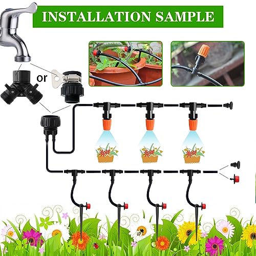 Drip Irrigation Kit, 1/4" Blank Distribution Tubing - size: 100FT Tubing + 147 PC Dripper