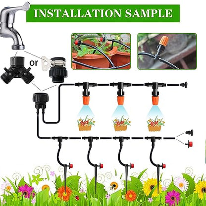 Drip Irrigation Kit, 1/4" Blank Distribution Tubing - size: 100FT Tubing + 147 PC Dripper