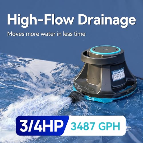 Aquastrong 3487 GPH Pool Cover Pump Automatic On Off, 3/4 HP, 115V - color: Black & Blue