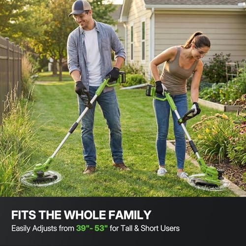 WORKIT 20V 3-in-1 Weed Eater/Edger/Mini Mower, Cordless Weed Wacker - size: 12 Inch-2*4.0Ah Battery