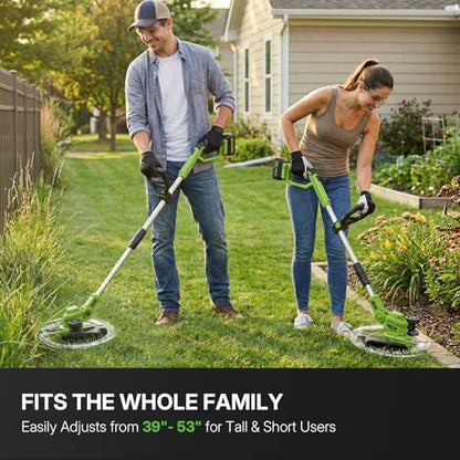WORKIT 20V 3-in-1 Weed Eater/Edger/Mini Mower, Cordless Weed Wacker - size: 12 Inch-2*4.0Ah Battery