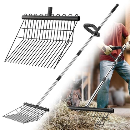 Manure Fork with 2 Metal Durafork Replacement Heads and 1 Steel Handle