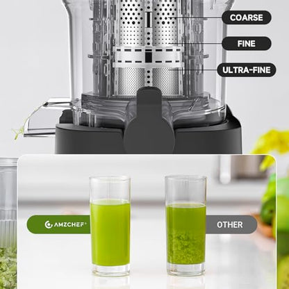 AMZCHEF Cold Press Juicer, 5.2" Whole Fruit Self-Feeding Slow Juicer - color: Silver, size: 5.2 Inch