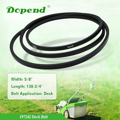 532197242 197242 Deck Belt 5/8'' x 138-3/4'' for Husqvarna 48 inch Deck Belt YTH2348, YTH24V28, Craftsman, AYP Riding Lawn Mower, Replaces 532197242 Husqvarna Deck Drive Belt 593773401 - size: 197242