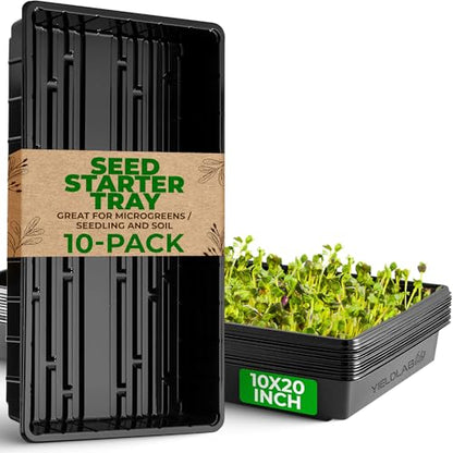 10x20 Inch Black Plastic 10 Pack Plant Propagation Tray No Holes - color: Black, size: 10-Pack