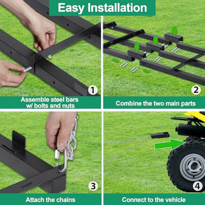 8 FT Drag Harrow Driveway Grader with 6 FT Chain - size: 8 FT