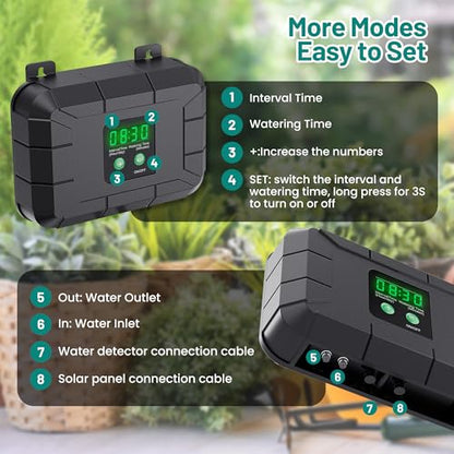 Biling 8W Solar Irrigation System with Battery for Garden - size: 8W