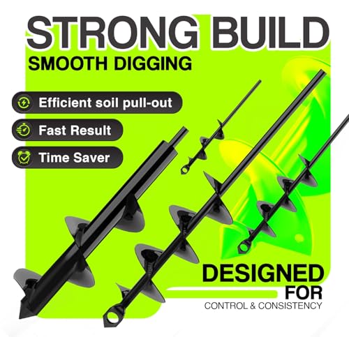 4pk Auger Drill Bit for Planting with Gloves - Heavy Duty Garden Spiral and Bulb Planter Tool for Digging Holes - Compatible with 3/8 Inch Hex Drive (1.6 x 8.6 + 3 x 12 + 2 x 14.5 + 2.6 x 16.5 Inch) - size: 1.6 x 8.6 + 3 x 12 + 2 x 14.5 + 2.6 x 16.5 Inch