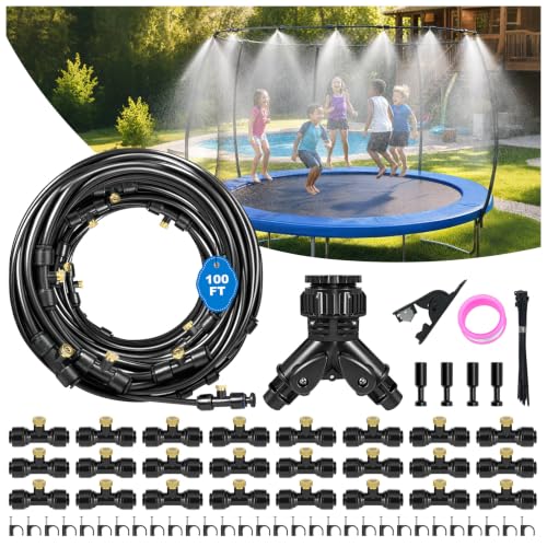Thiswing 100 FT Dual-Line Misting Cooling System with 24 Brass Nozzles