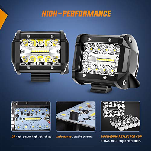 Nilight 2 Pcs 4 Inch 60W Led Pods with 2 Inch Tow Hitch Mounting Brackets Backup Reverse Lights Rear Light Bar for Pickup ATV SUV Truck Trailer Boat - color: Led Pods + 2" tow hitch +Wiring Harness