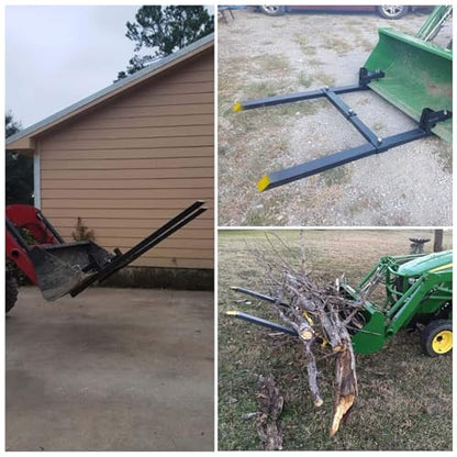 60" Clamp-On Pallet Forks with Adjustable Stabilizer Bar, 2000 Lbs Capacity for Heavy-Duty Tractor Bucket, Skid Steer, and Loader (2000 Lbs, 60")