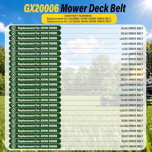 GX20006 UC30568 Drive Belt 88.5" x 0.5" Replacement for John Deere - size: GX20006